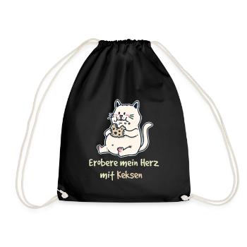 Conquer My Heart with Cookies Fantasy Cat Kids - Drawstring Bag - black - Front