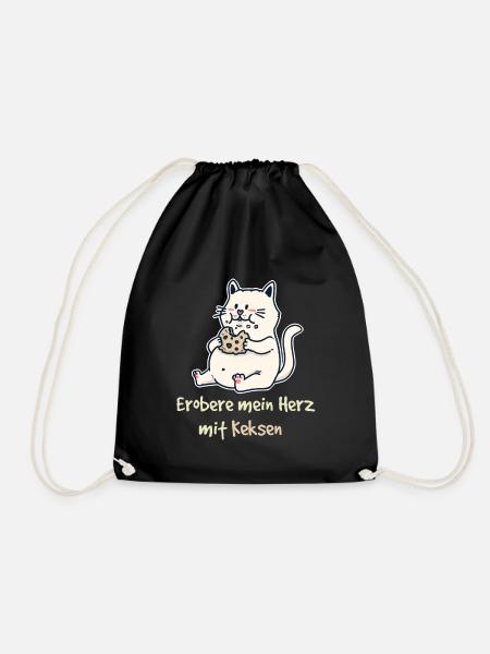 Erobere mein Herz mit Keksen Fantasy Katze Kinder - Turnbeutel - Schwarz