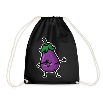 Aubergine eggplant dab dabbing - Drawstring Bag - black - Front