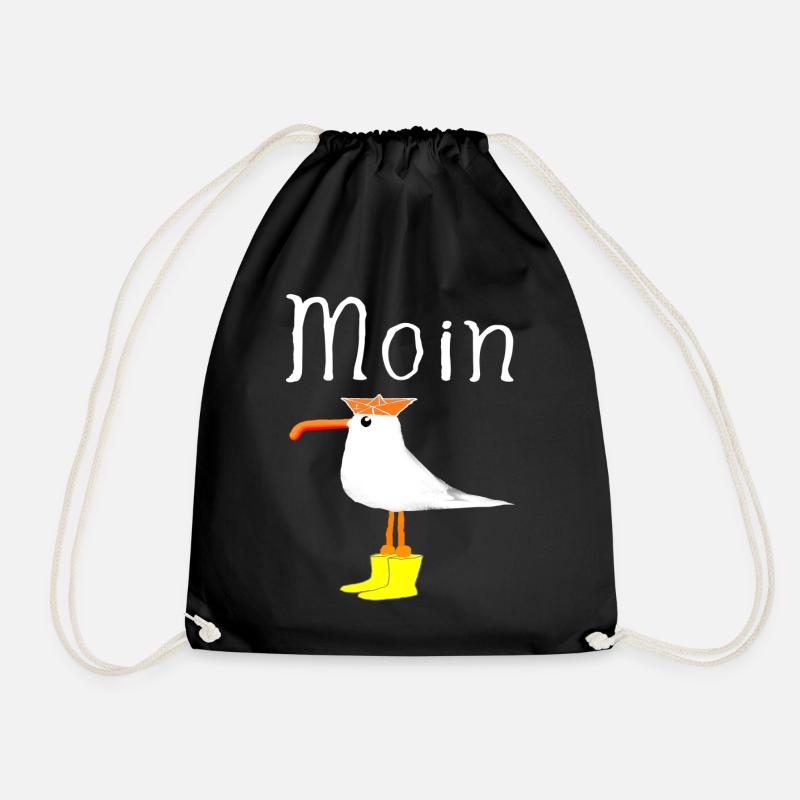 Moin Hafen Heimat Küstenkind Möwe Anker Geschenke - Turnbeutel - Schwarz