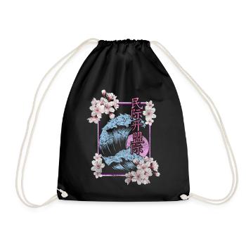 Cherry Blossom Asia Blossom Colorful - Drawstring Bag - black - Front