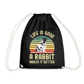 Rabbit Rabbit - Drawstring Bag - black - Front