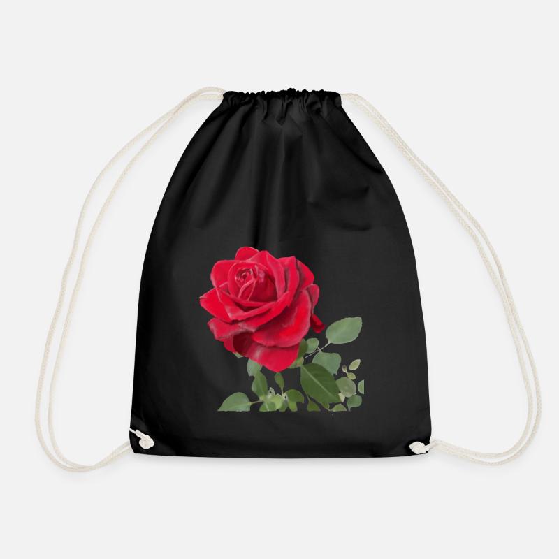 Rote Rose - Turnbeutel - Schwarz