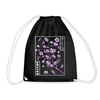 Retro Aesthetics Sakura Streetwear - Drawstring Bag - black - Front