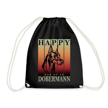 Happy Doberman Dad - Drawstring Bag - black - Front