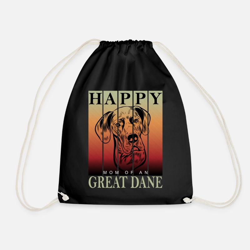 Deutsche Dogge - Happy Great Dane Mom - Drawstring Bag - black