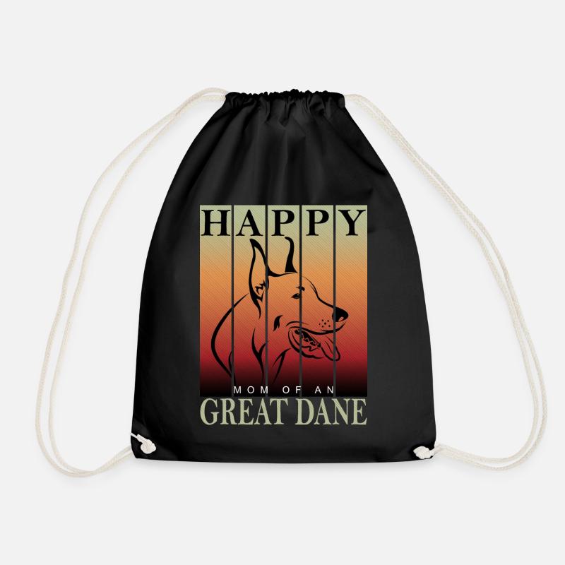 Deutsche Dogge - Happy Great Dane Mom - Drawstring Bag - black