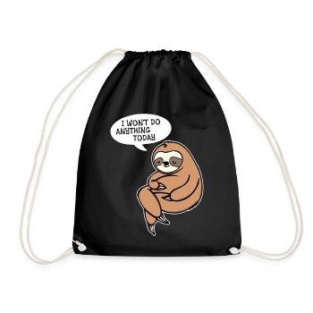 Relax Animal Statement Sloth Zoo Lazy Sleep - Drawstring Bag - black - Front