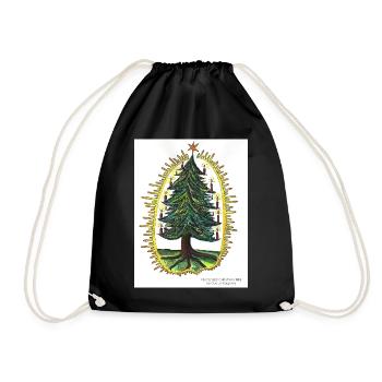 PEACE SEED CHRISTMAS TREE by Gudrun Kargl - Turnbeutel - Schwarz - Vorne