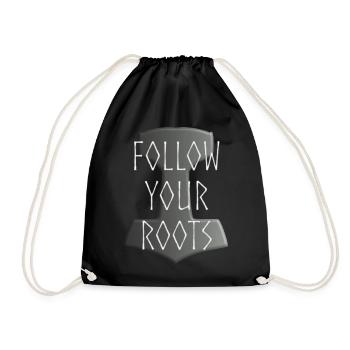 Mjölnir Donar Hammer Thor - Follow your Roots grey - Drawstring Bag - black - Front