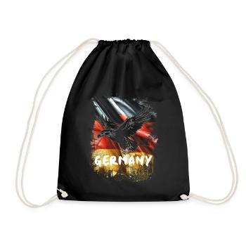 German eagle with Germany flag - Drawstring Bag - black - Front