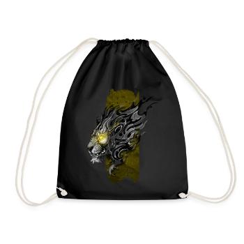 Luminous Majesty: Majestic Lion with Glowing Eyes - Drawstring Bag - black - Front