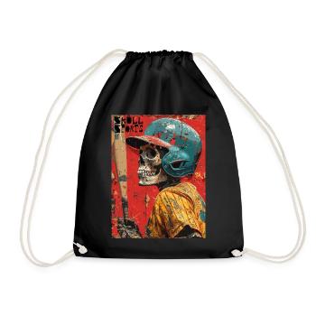 The American Baseball Skull - Skull, Totenkopf - Turnbeutel - Schwarz - Vorne