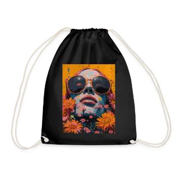 The Skull with Sunglasses - Skull, Totenkopf - Turnbeutel - Schwarz - Vorne