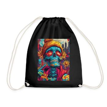 The Skull with Sunglasses - Skull, Totenkopf - Turnbeutel - Schwarz - Vorne