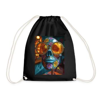 The Skull with Sunglasses - Skull, Totenkopf - Turnbeutel - Schwarz - Vorne