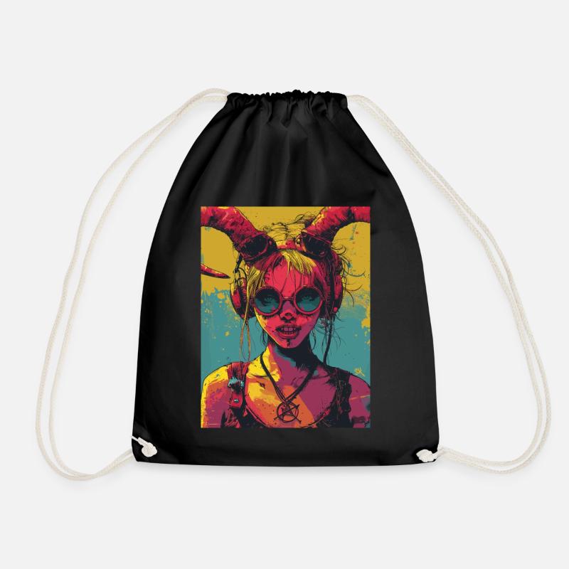 The Devil - Skull, Totenkopf, Teufel - Turnbeutel - Schwarz