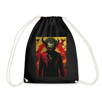 The Devil - Skull, Totenkopf, Teufel - Turnbeutel - Schwarz - Vorne