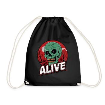 Skull in Hell - Alive, Totenkopf - Turnbeutel - Schwarz - Vorne