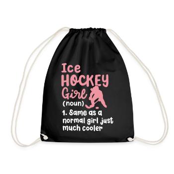 Eishockey Eishockeyspielerin - Turnbeutel - Schwarz - Vorne
