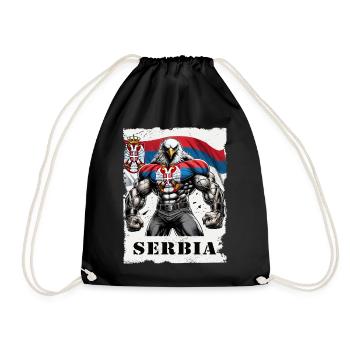 Serbia Eagle Bodybuilding Design - Drawstring Bag - black - Front