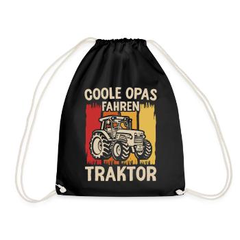 Landwirt Opa Traktor Bauer Landwirtschaft - Turnbeutel - Schwarz - Vorne