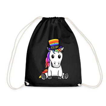 LGBT Regenbogen Einhorn Regenbogenfahne Gay Pride - Turnbeutel - Schwarz - Vorne