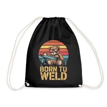 Teddybär Schweißer schweißen Stahlbau Metallbau - Turnbeutel - Schwarz - Vorne