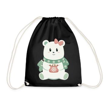 Ours polaire avec arc - Sac de sport léger - noir - Devant