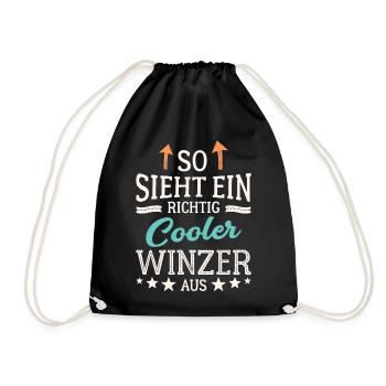 So sieht ein cooler Winzer aus Kellerei Wein - Turnbeutel - Schwarz - Vorne