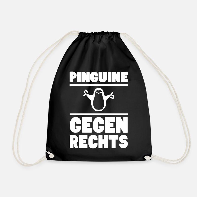 Pinguine gegen rechts / weiß - Turnbeutel - Schwarz