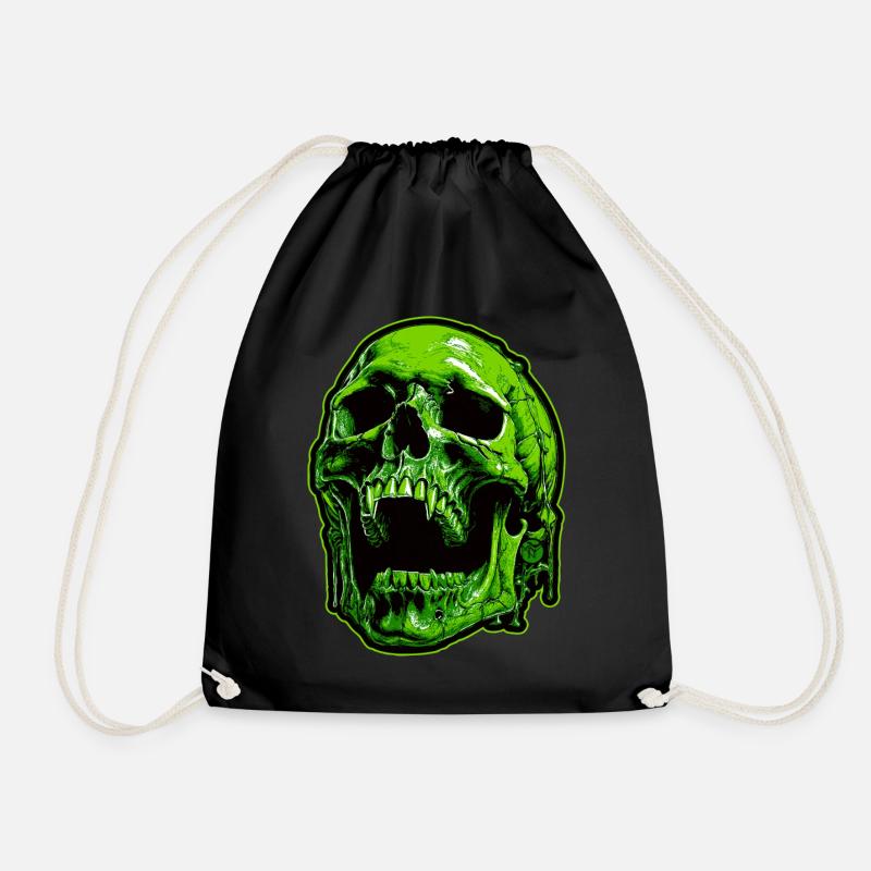 Green Vampire Skull - Drawstring Bag - black