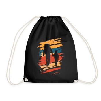 Vater und Sohn Wandern vintage - Turnbeutel - Schwarz - Vorne