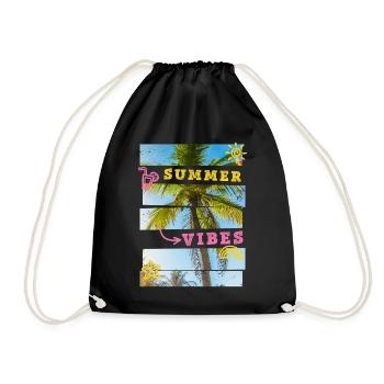 Été Plage Mer Palmiers Vacances Ambiance estivale - Sac de sport léger - noir - Devant