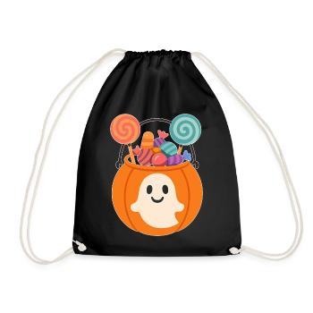 Pumpkin with candy and ghost motifs - Drawstring Bag - black - Front