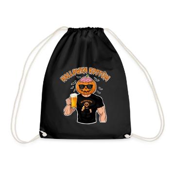 Halloween Pumpkin Head Beer Hero - Drawstring Bag - black - Front