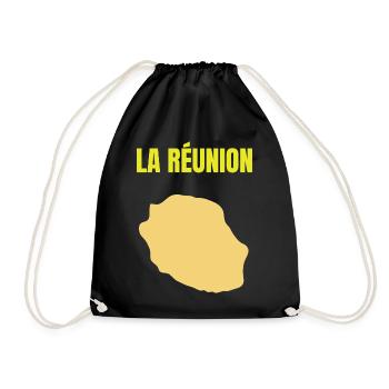 T-Shirt mit goldener Karte auf der Insel La Réunion - Turnbeutel - Schwarz - Vorne