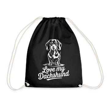 Motif de teckel préféré - Sac de sport léger - noir - Devant