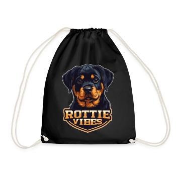 Rottie Vibes - Portrait de chiot Rottweiler mignon - Sac de sport léger - noir - Devant