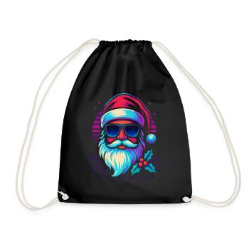 Santa Claus Funny Retro Gaming - Drawstring Bag - black - Front