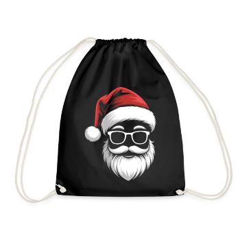 Cool Santa with sunglasses - Drawstring Bag - black - Front
