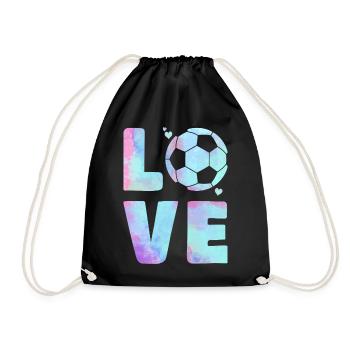 Love Football T-Shirt – Sport & Heart Design - Drawstring Bag - black - Front
