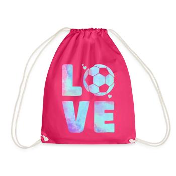 Love Football T-Shirt – Sport & Heart Design - Drawstring Bag - fuchsia - Front