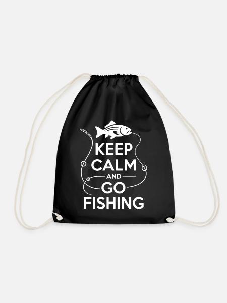 Keep Calm and go fishing - Turnbeutel - Schwarz