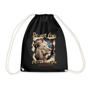 Lion Bible Verse - Drawstring Bag - black - Front