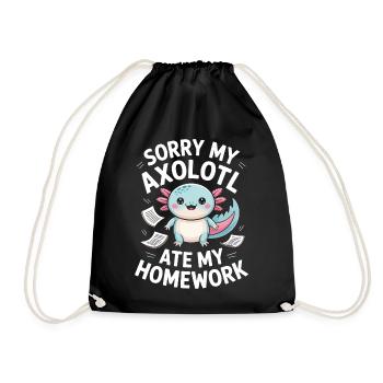 Axolotl Ate My Homework - Drawstring Bag - black - Front