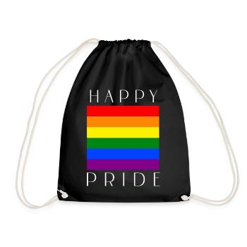 HAPPY PRIDE Regenbogen lgbtqia+ - Turnbeutel - Schwarz - Vorne