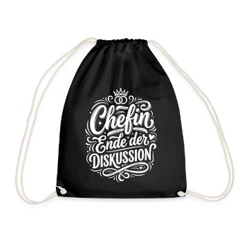 Chefin Ende der Diskussion Design - Turnbeutel - Schwarz - Vorne