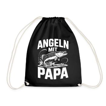 Angeln mit Papa – Großer Fang - Turnbeutel - Schwarz - Vorne