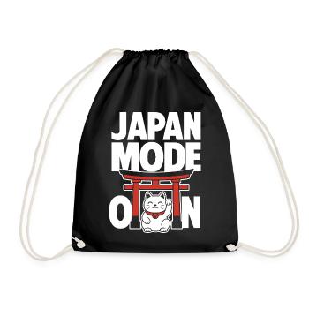 Japan Mode On Lucky Cat Design - Drawstring Bag - black - Front